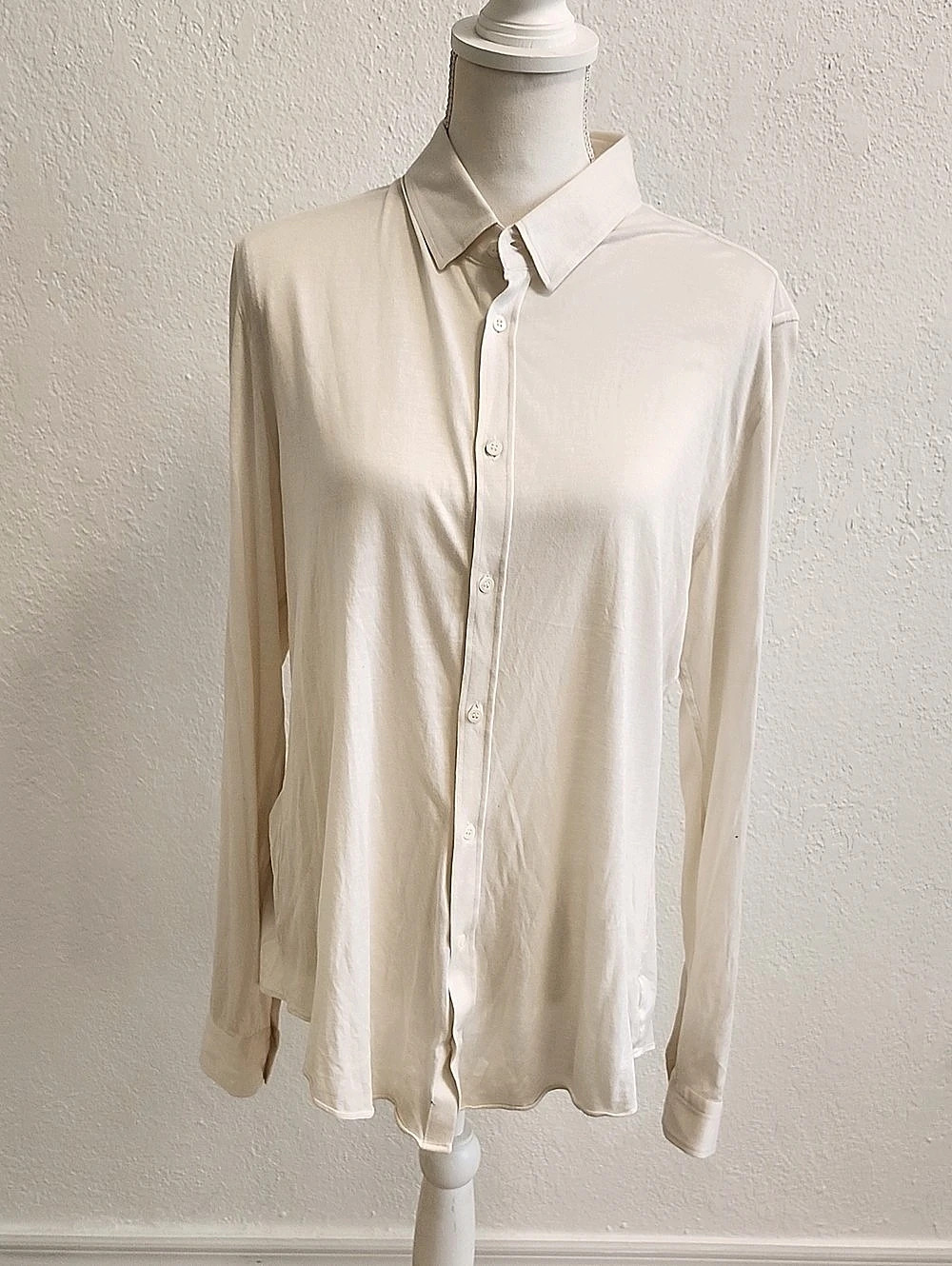 Gucci Men’s Ivory Silk Cotton Super Skinny Shirt Size 43 IT Made in Italy - Picture 1 of 11